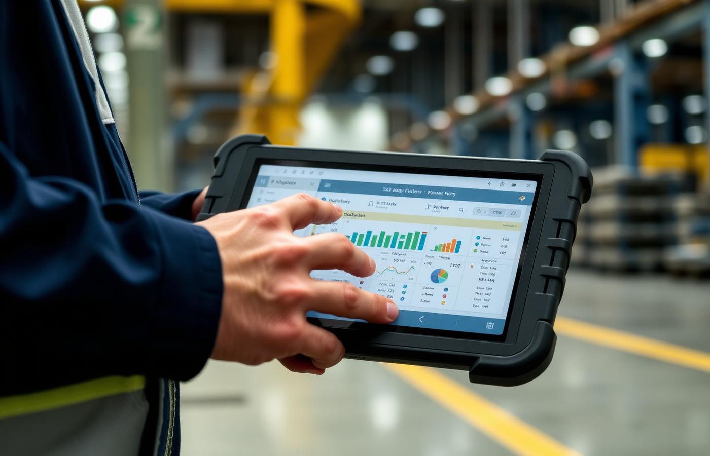 Operator using ForgeSphere on a shop-floor tablet